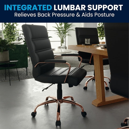 Whitney Mid Back LeatherSoft Desk Chair With Adjustable Height Black