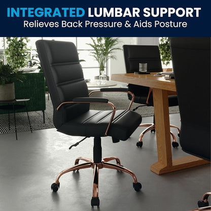 Whitney Mid Back LeatherSoft Desk Chair With Adjustable Height Black
