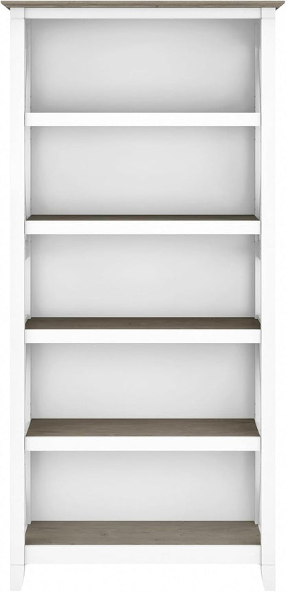 Bush Furniture Key West 66 Inch Bookcase Shiplap Gray White