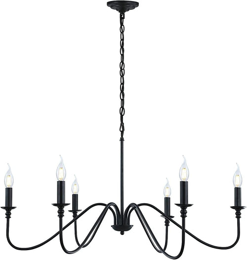 Chandelier 6 Light Black Hanging Fixture For Dining Room