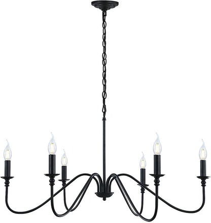 Chandelier 6 Light Black Hanging Fixture For Dining Room