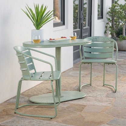 Santa Monica 3-Piece Outdoor Bistro Set – Modern Iron Patio Dining Set