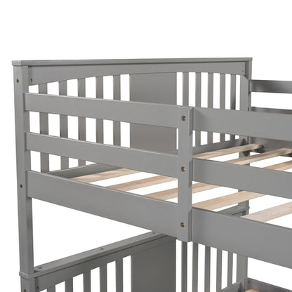 Full over Full Bunk Bed with Ladder for Bedroom, Guest Room Furniture
