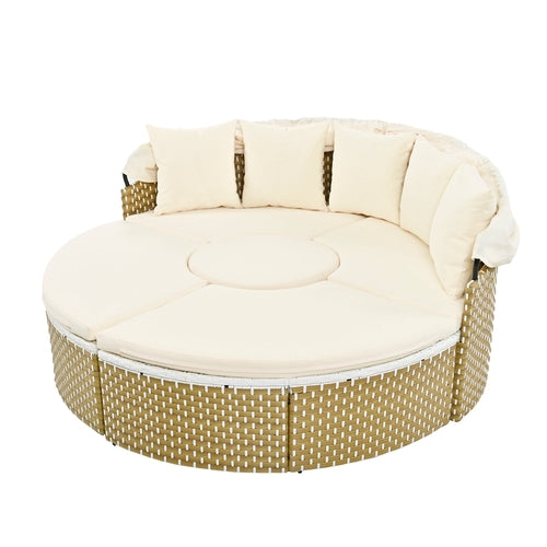 Patio Furniture Round Outdoor Sectional Sofa Set Rattan Daybed
