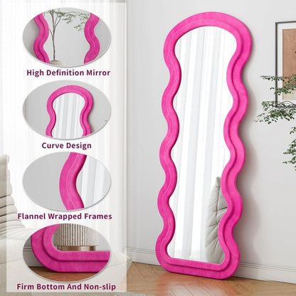 Flannel Full Length Wave rose Floor Mirror  for Bedroom living room