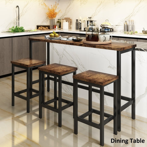 4-Piece Counter Height Dining Set MDF Brown with Counter Height for
