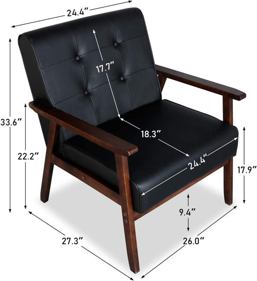 Mid Century 3 Piece Sofa And Chair Set With Black Wood Arms