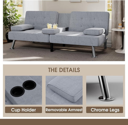 Futon Sofa Bed Modern Folding Futon Set Linen Fabric Convertible