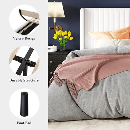 White Velvet Full Bed Frame Wingback, Easy Assembly.
