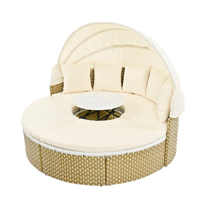 Patio Furniture Round Outdoor Sectional Sofa Set Rattan Daybed