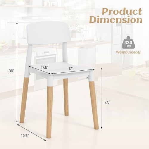 White Wooden Dining Chairs Set of 4 With Ergonomic Backrest