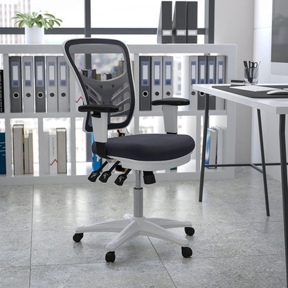 Nicholas Gray And White Mesh Mid Back Swivel Office Chair With