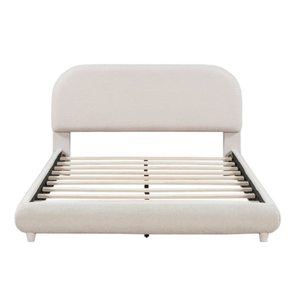Teddy Fleece Upholstered Platform Bed with Thick Fabric, Solid Frame