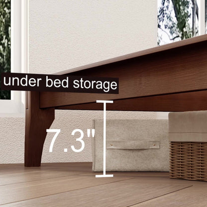 Full Size Solid Dry Bamboo Wood 12 Inch Platform Bed, with Gray Curved