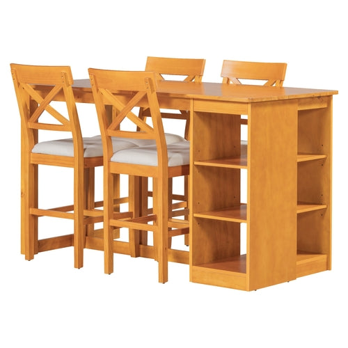 60'Lx30'W Solid Wood Farmhouse Counter Height Dining Table Set with