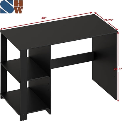 Espresso Finish Home Office Desk With Open Shelves
