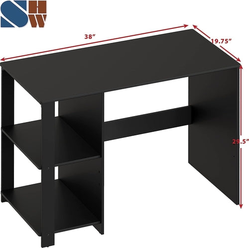 Espresso Finish Home Office Desk With Open Shelves