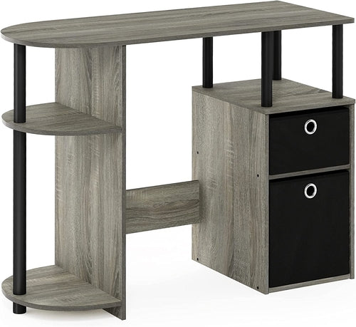 Jaya Simplistic Computer Desk CPU Shelf Oak Grey Black