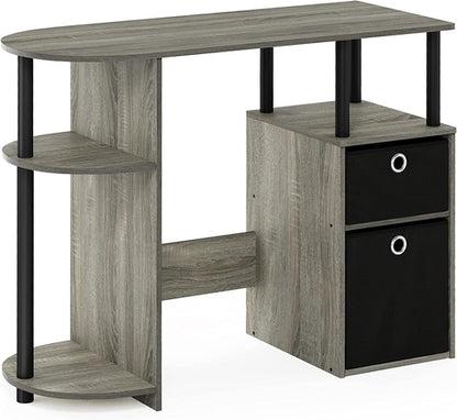 Jaya Simplistic Computer Desk CPU Shelf Oak Grey Black