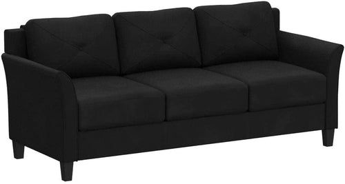 Grayson Sofa Black Button Tufted Rolled Arm Living Room