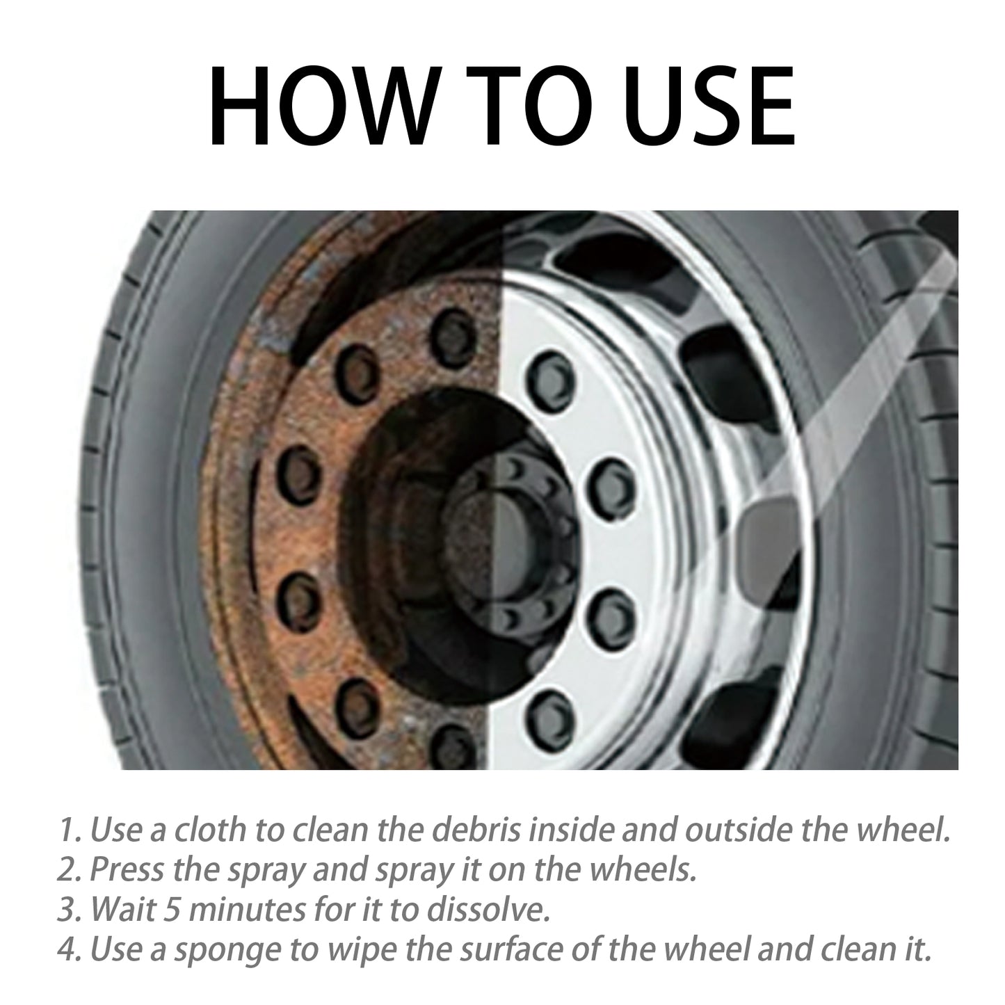 Rayhong Wheel Cleaner, Car Wheel Hub Cleaning Stain Repair Removal Rust Polish