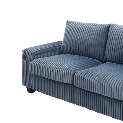 Modern 4-Seater Corduroy Sofa Couch with USB Ports, Hidden Storage and