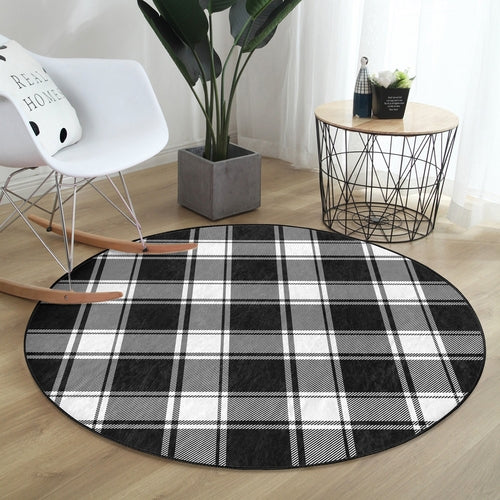 Plaid Round Rug, Plaid Area Rug, Living Room Area Rug, Bedroom Circle