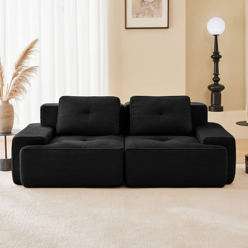 82 Modern L-Shaped Modular Sectional Sofa For Living Room, Corduroy