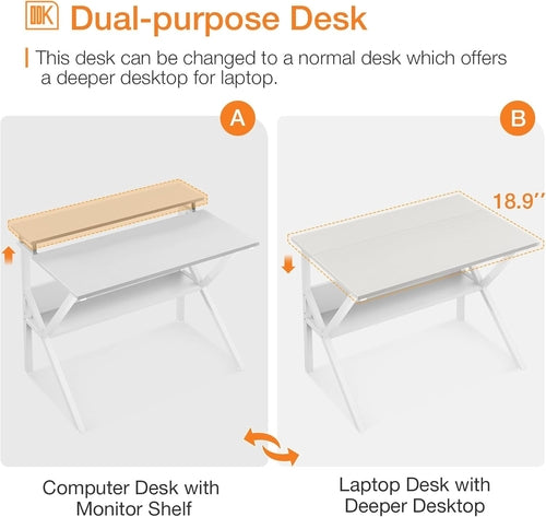 Small Computer Desk, 27.5 Inch Desk for Small Spaces with Storage,