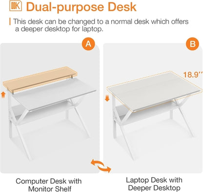 Small Computer Desk, 27.5 Inch Desk for Small Spaces with Storage,