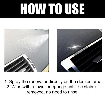 Car Interior Renovation Spray, Seat Interior Instrument Panel Cleaning Decontamination Maintenance Refurbishing Care Agent