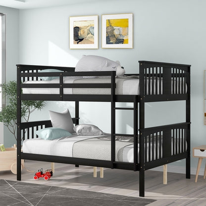 Full over Full Bunk Bed with Ladder for Bedroom, Guest Room Furniture