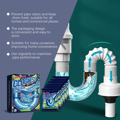 Pipe Dredging Powder, Kitchen Toilet Sewer Pipe Dissolving Odor Oil Blocking Cleaning Powder
