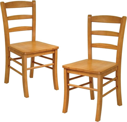 Light Oak Ladder Back Dining Chair Set 2 Piece Wood Chairs