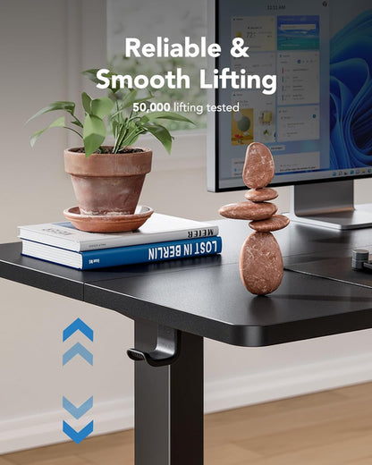 48 Inch Black Electric Standing Desk With Adjustable Height And Memory