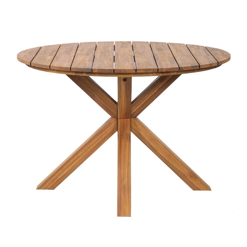 5-Piece Outdoor Acacia Wood Round Dining Set, Solid Wood Patio Table