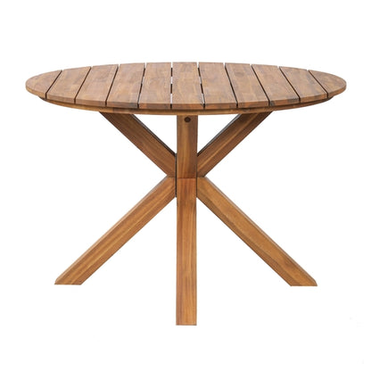 5-Piece Outdoor Acacia Wood Round Dining Set, Solid Wood Patio Table