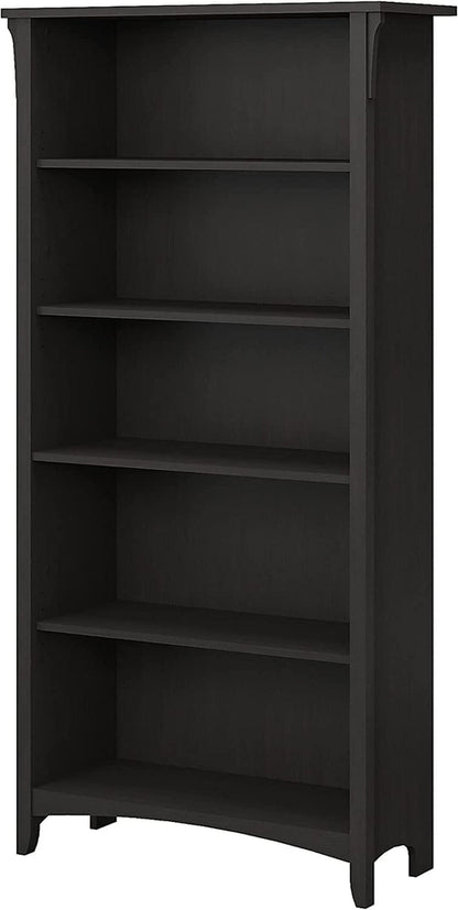 Vintage Black Bookcase With Adjustable Shelves For Home
