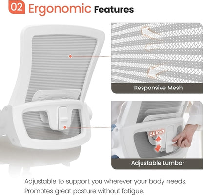 Beige High Back Mesh Office Chair With Adjustable Height And Ergonomic