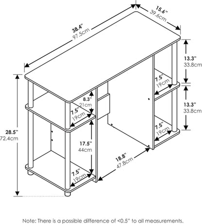 Jaya White Oak Computer Study Desk Stainless Steel Frame