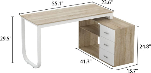 L Shaped Corner Desk Walnut With Large Workspace And Drawers
