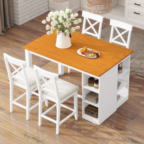 60'Lx30'W Solid Wood Farmhouse Counter Height Dining Table Set with