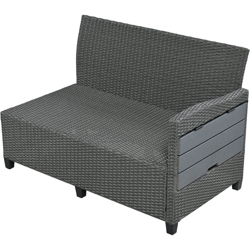 5-Piece Outdoor Patio Rattan Sofa Set, Sectional PE Wicker L-Shaped
