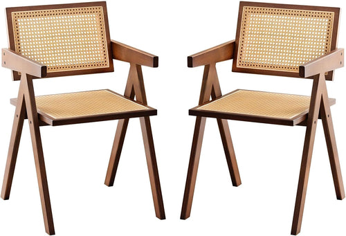 Brown Rattan Accent Chairs Set Of 2 For Indoor Outdoor Use