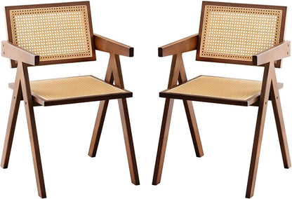 Brown Rattan Accent Chairs Set Of 2 For Indoor Outdoor Use