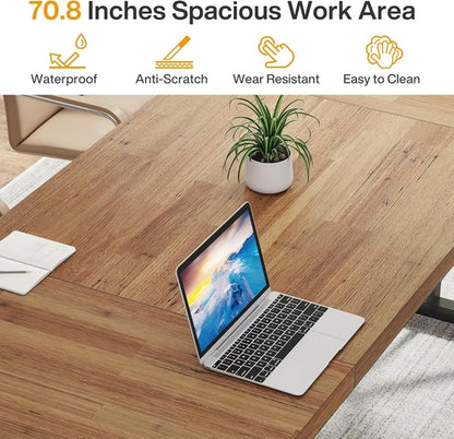 70.8-Inch Executive Desk, Large Computer Office Desk Workstation,
