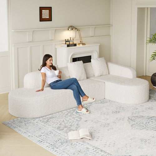111.8-inch L-shaped Curved Modular Sofa, Modern Design Featuring
