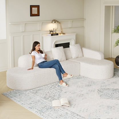 111.8-inch L-shaped Curved Modular Sofa, Modern Design Featuring