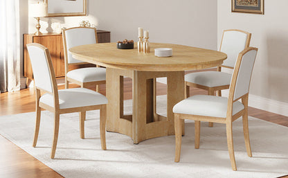 Farmhouse Extendable Round Dining Table Set for 4, 5-Piece Kitchen