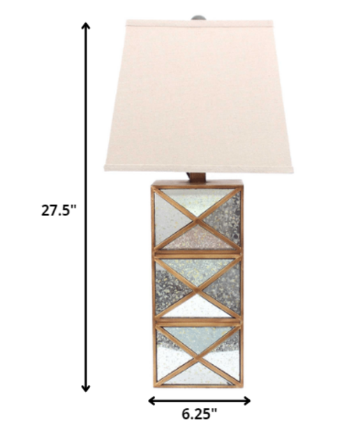 6.25 x 6.75 x 27.5 Gold Modern Illusionary Mirrored Base - Table Lamp